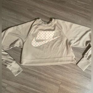 Nike Beige Polka Dot Logo Women's Crop Sweatshirt